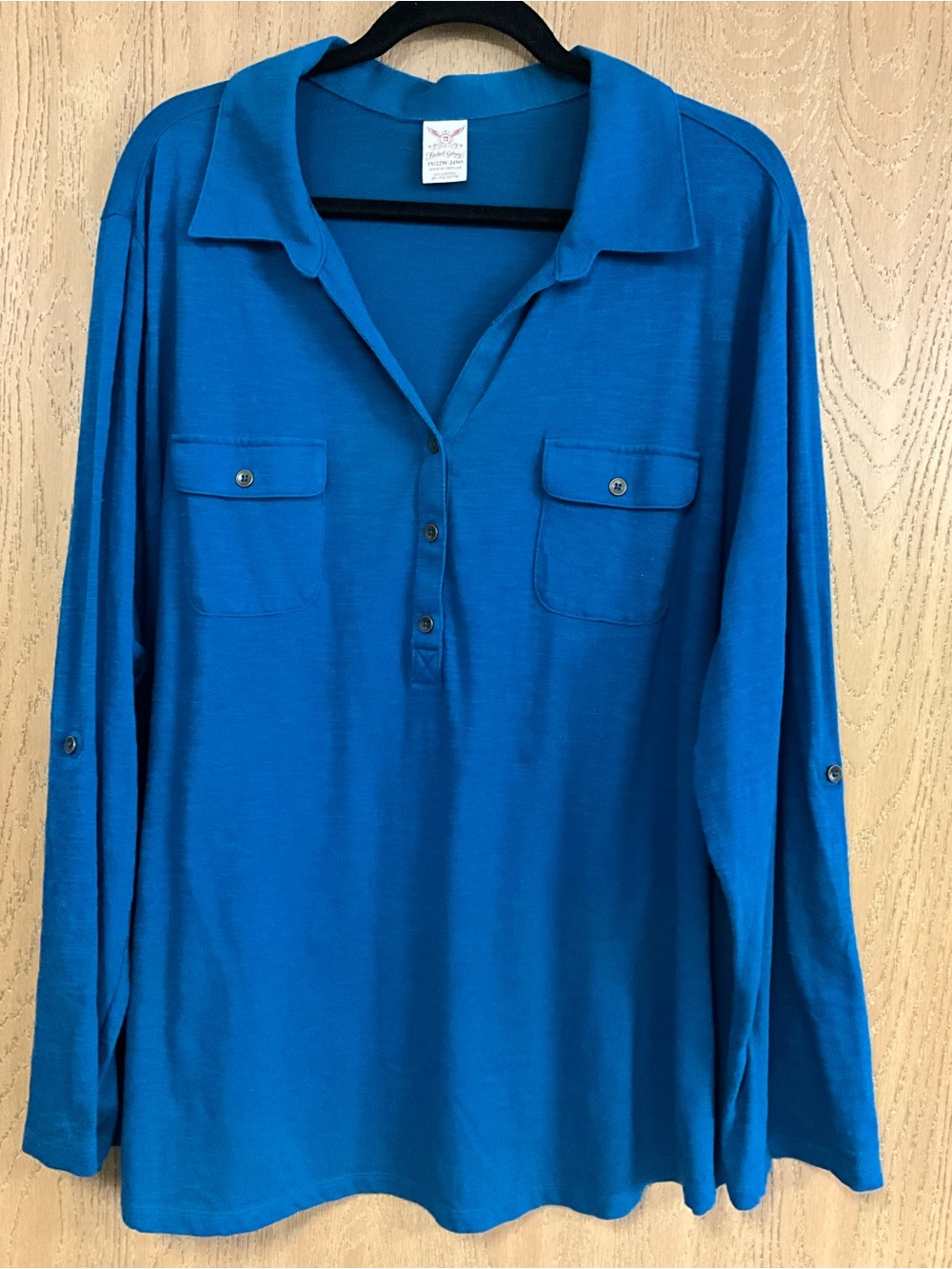 Faded Glory Bright Blue Long-Sleeve Polo Shirt